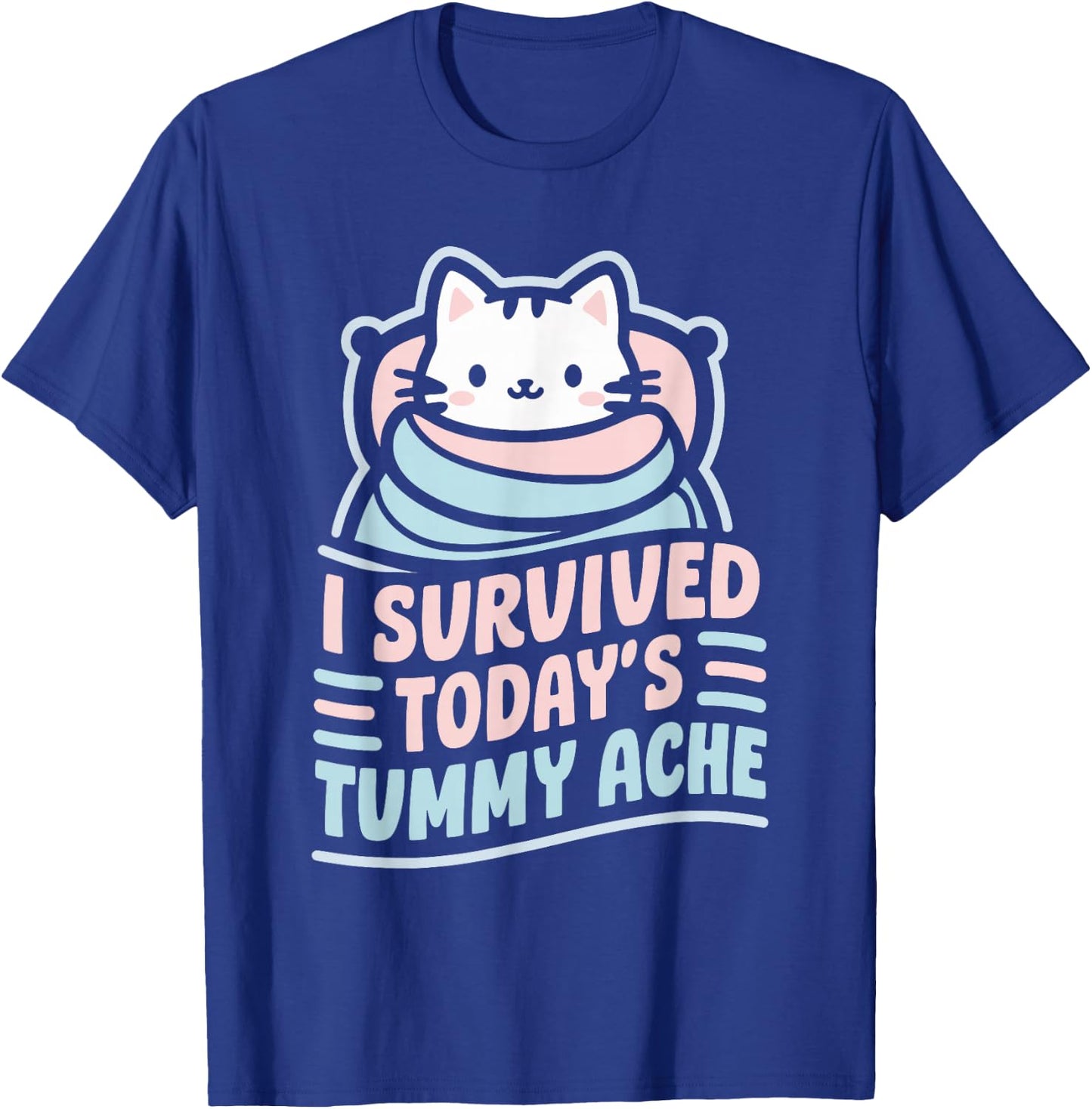 Bellyache Gastric Distress Indigestion I Survived Today's Tummy Ache -Adults Black Short Sleeve T-Shirt - T-Shirt | Royal