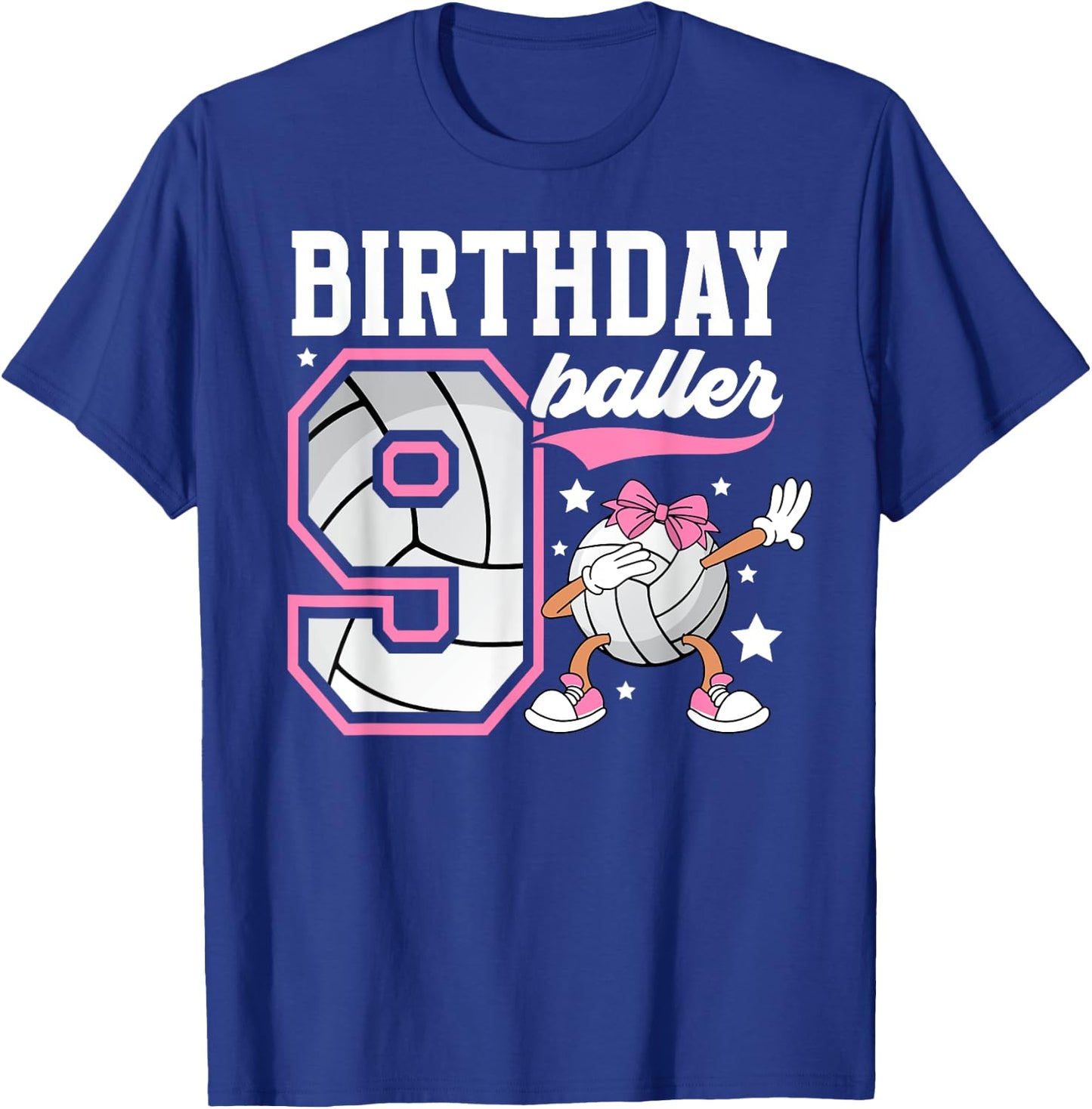 9th Birthday Volleyball Girl Nine Year Old Volleyball Player T-Shirt - T-Shirt | Royal