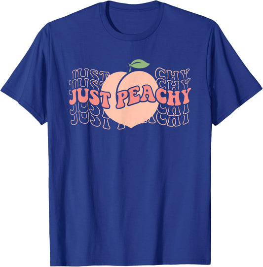 Peachy Just Peach Retro 70s Georgia Summer Hippie Fruit T-Shirt - T-Shirt | Royal