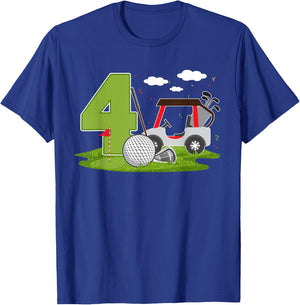 4th Birthday Golf 4 Years Old Birthday Party Golfer T-Shirt - T-Shirt | Royal