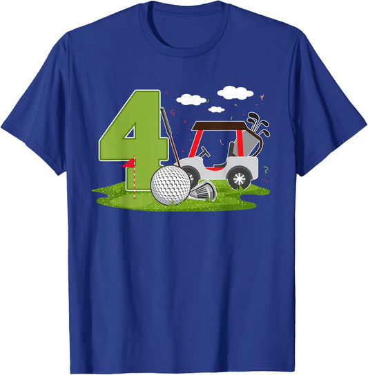 4th Birthday Golf 4 Years Old Birthday Party Golfer T-Shirt - T-Shirt | Royal