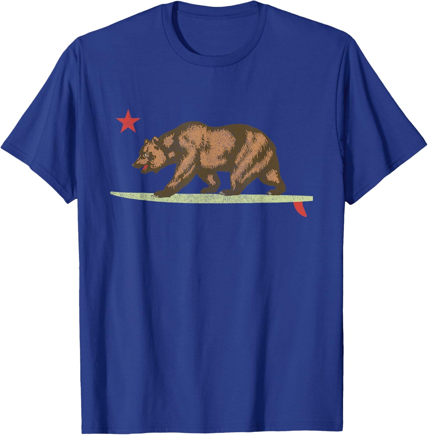 California Surfing Bear Surfboard State Flag T-Shirt - T-Shirt | Royal