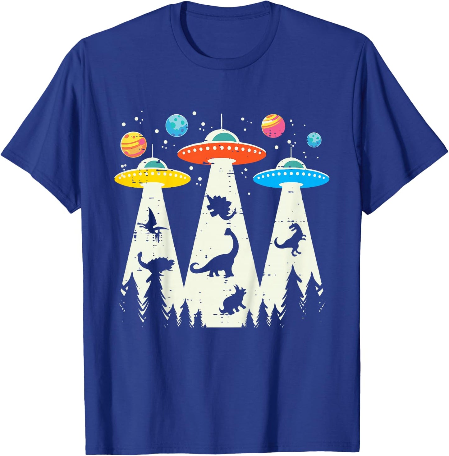 Kids Alien Abduction Dinosaur Funny UFO Space Toddler Boys Kids T-Shirt - T-Shirt | Royal