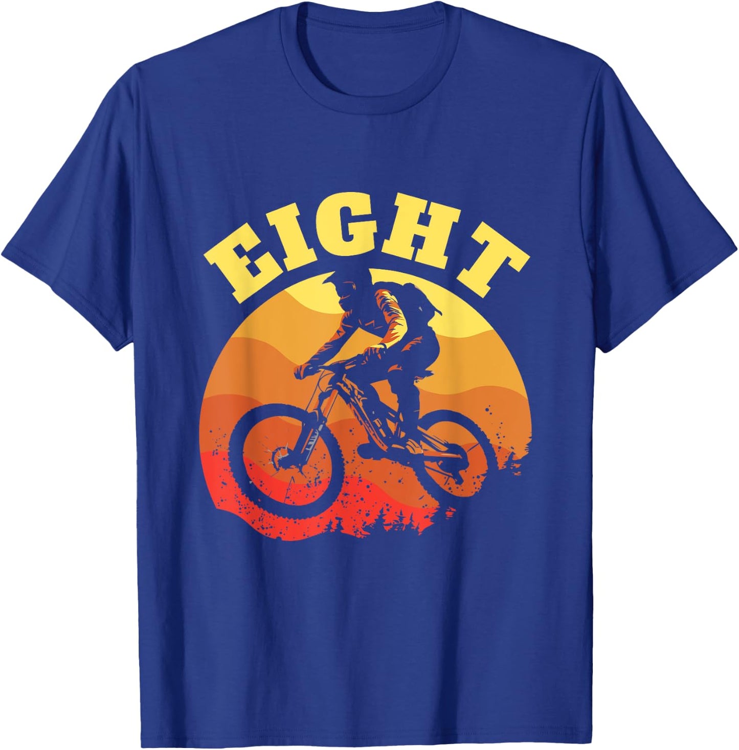 Turning 8 Mountain Bike Theme BMX Lover 8th Birthday Vibes T-Shirt - T-Shirt | Royal