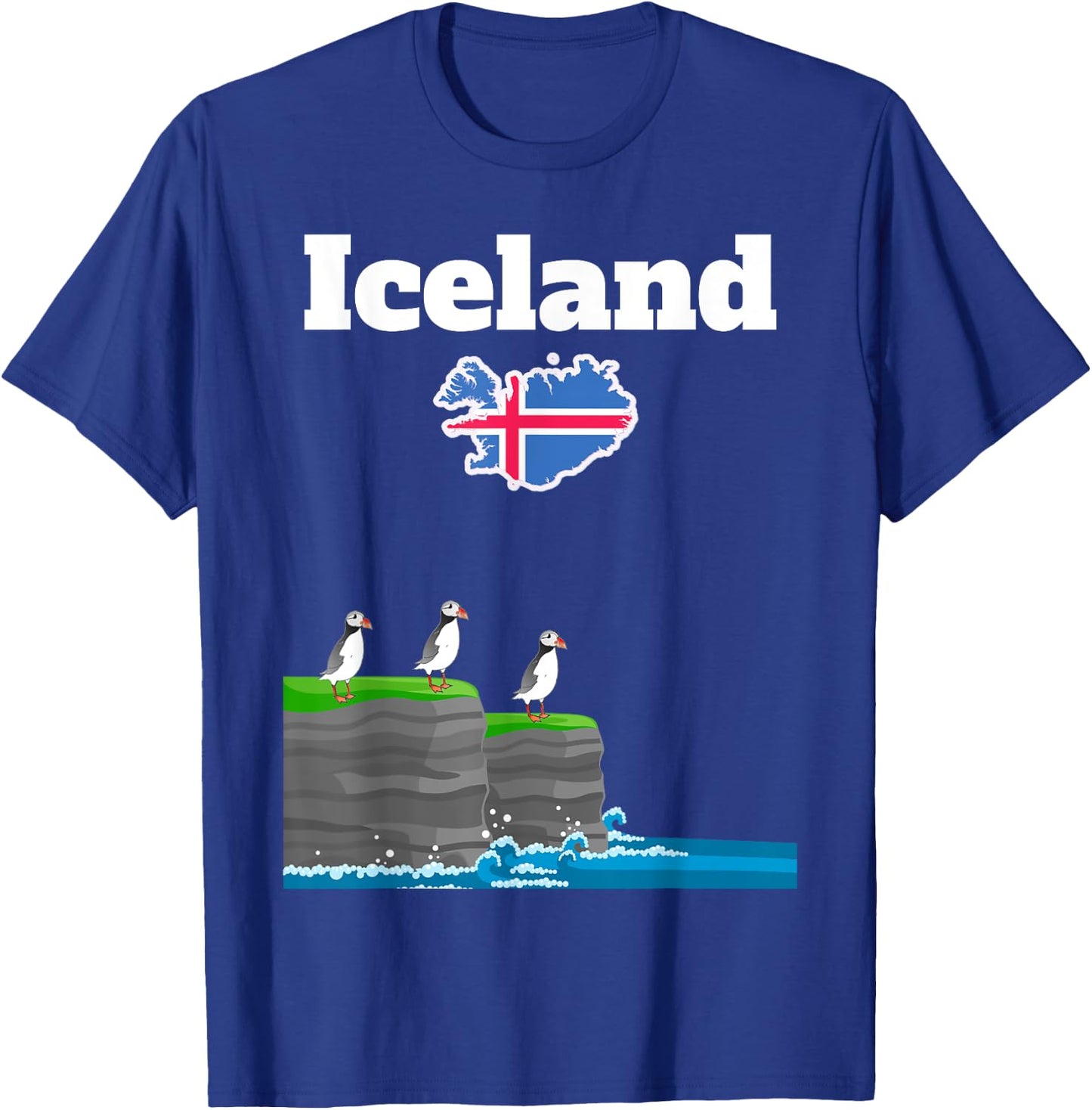 Iceland trip souvenir Puffin Colony Sea Cliffs Iceland map T-Shirt - T-Shirt | Royal