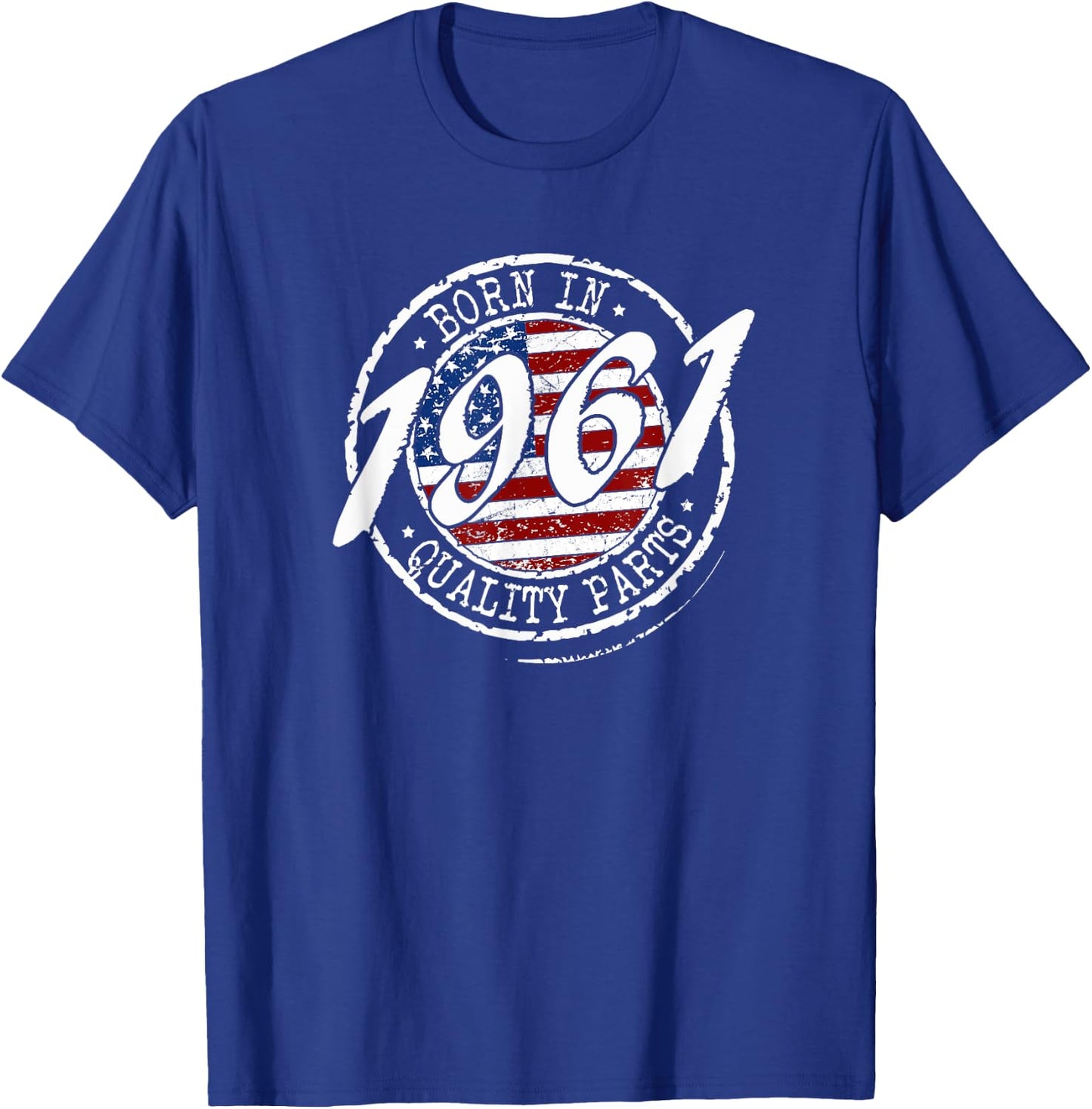 Born In 1961 Birthday, Vintage Flag Born In 1961 Birthday T-Shirt - T-Shirt | Royal