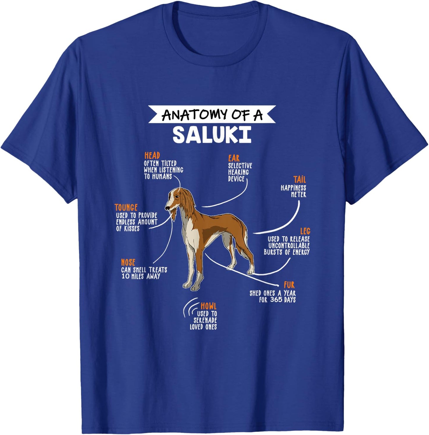 Anatomy Of A Saluki Dog Funny Dog Lover Gift T-Shirt - T-Shirt | Royal