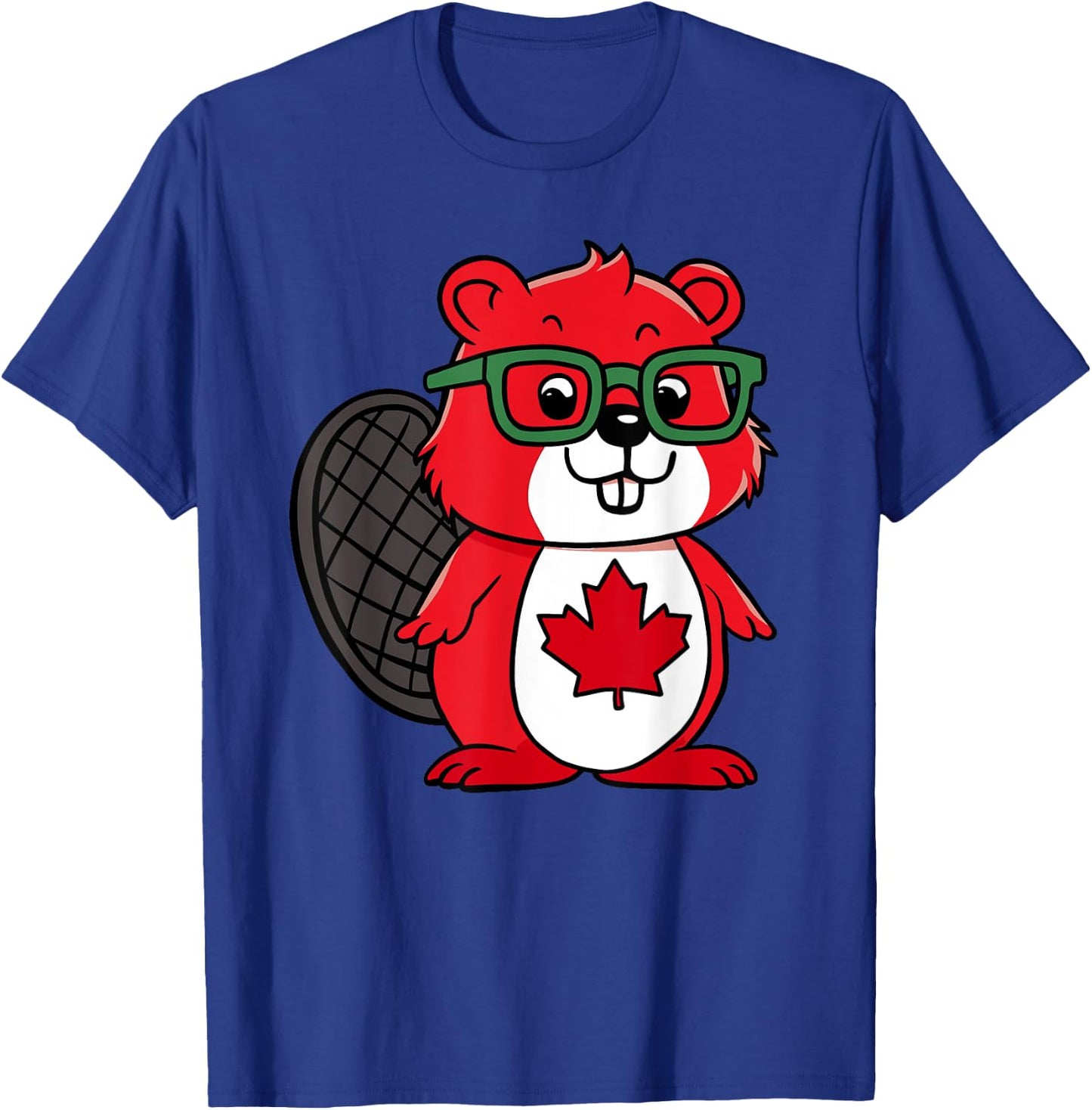 Funny Red Beaver Kids Toddler Canada Flag T-Shirt - T-Shirt | Royal
