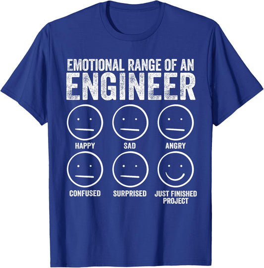 Emotional Range Of An Engineer Funny Engineering Men Women T-Shirt - T-Shirt | Royal