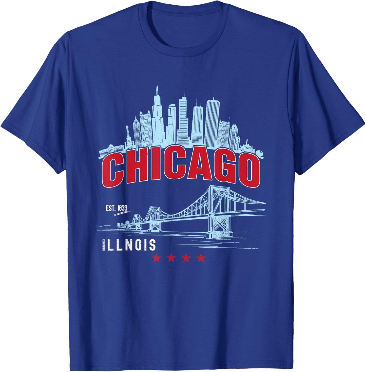 The Windy City | Vintage Chicago Illinois est. 1833 T-Shirt - T-Shirt | Royal