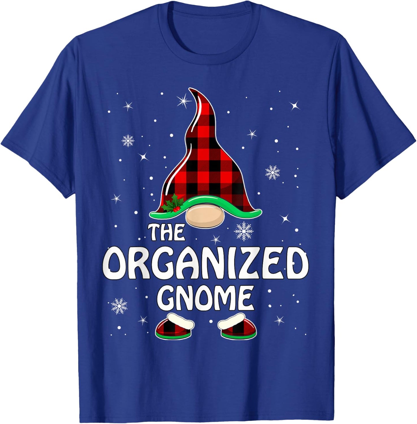 Organized Gnome Buffalo Plaid Matching Family Christmas T-Shirt - T-Shirt | Royal