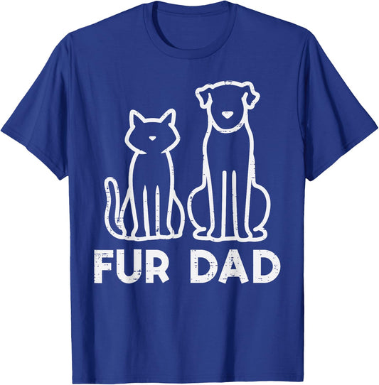 Fathers Day Fur Dad Cat Dog Cute Paw Daddy Papa Dada Pet Men T-Shirt - T-Shirt | Royal