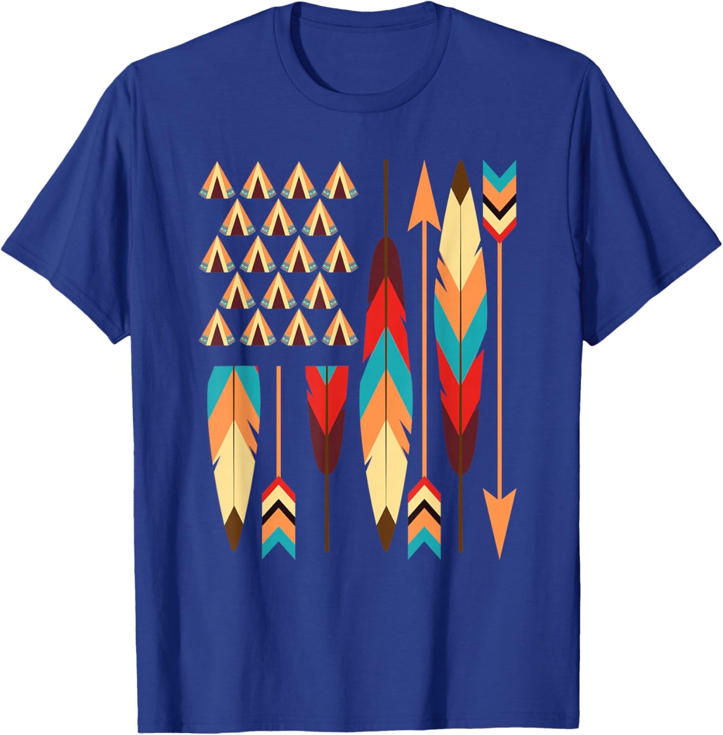 Native American Pride USA Flag T-Shirt - T-Shirt | Royal