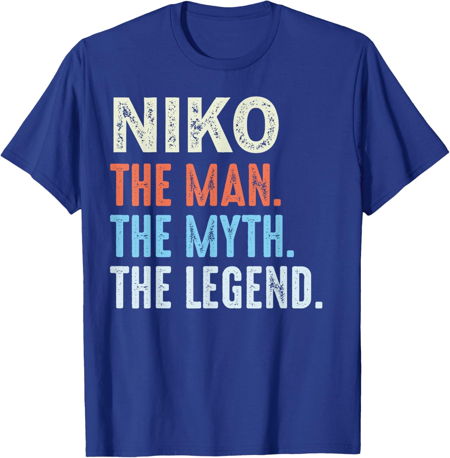 LUXETHREADS Men's Niko The Legend Name Personalized Cute Idea Men Vintage Niko , Small, Black T-Shirt - T-Shirt | Royal