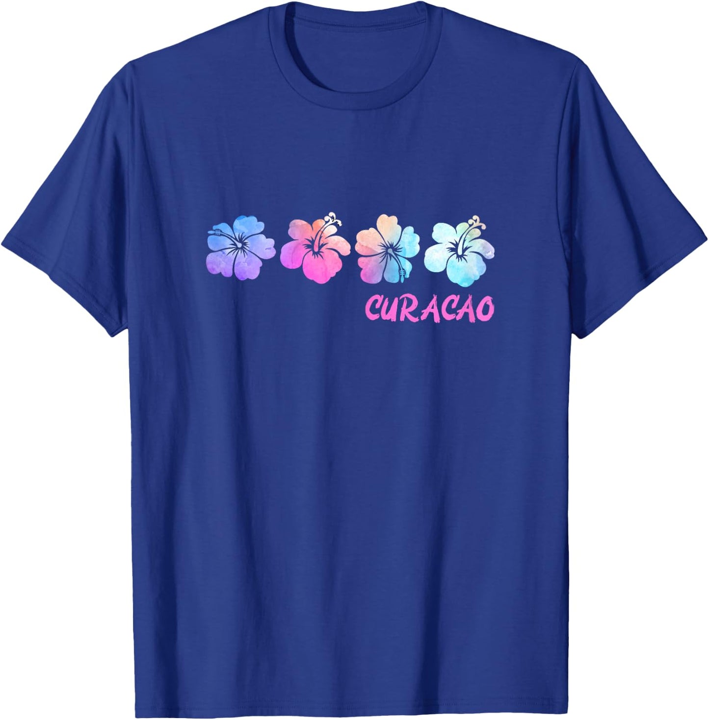 Curacao Beach Vacation Hibiscus Tropical Flowers T-Shirt - T-Shirt | Royal