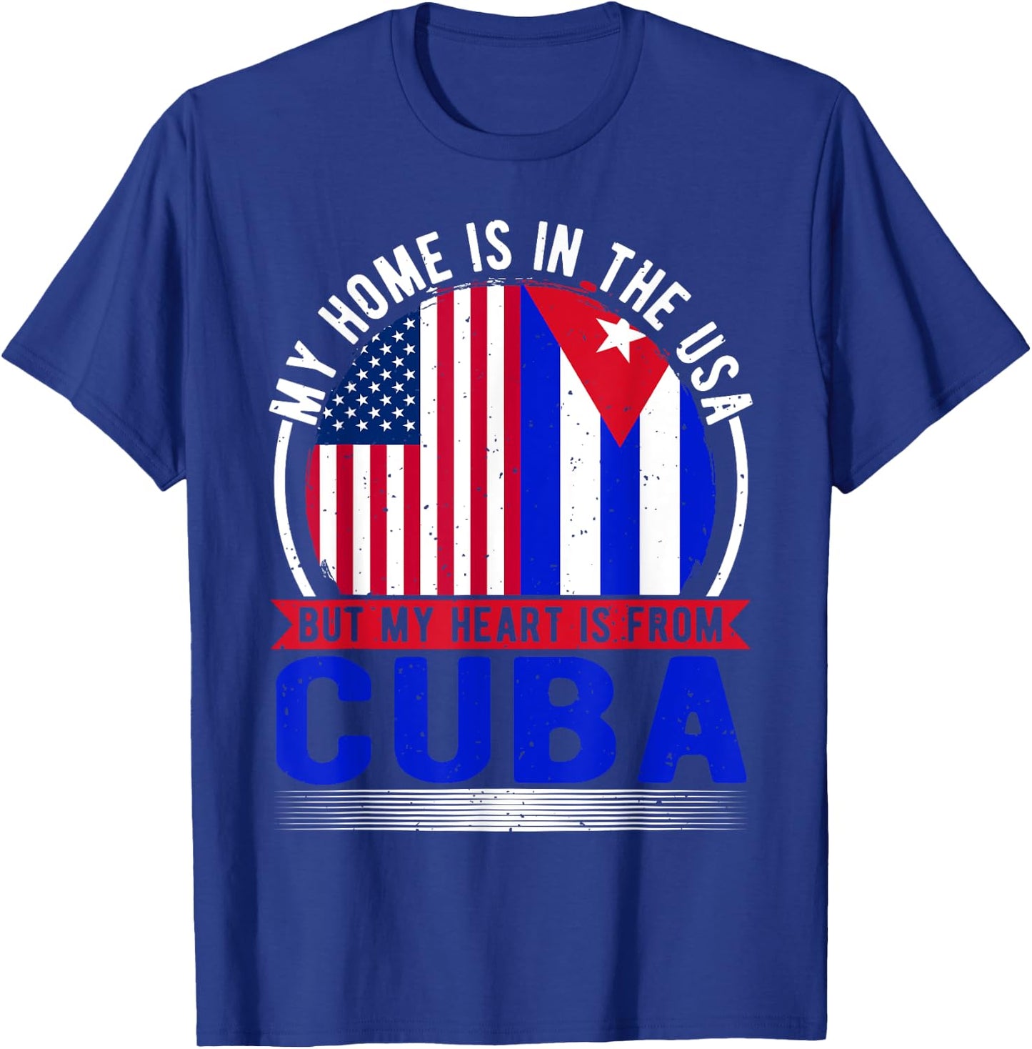 US Flag, USA & Cuba Roots, Cuban Flag T-Shirt - T-Shirt | Royal