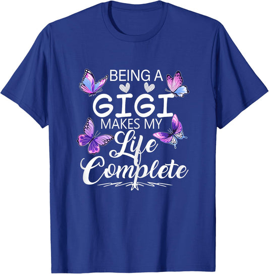 Being A Gigi Makes My Life Complete Butterflies T-Shirt - T-Shirt | Royal