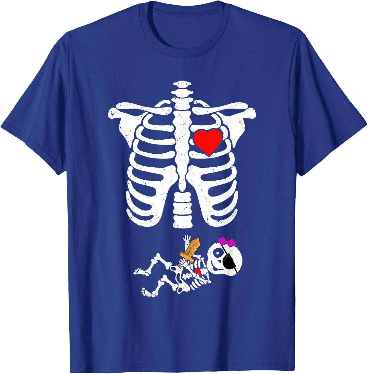 Pirate Baby Skeleton X-Ray Funny Halloween Pregnancy Girls T-Shirt - T-Shirt | Royal