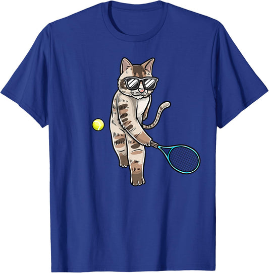 Funny Tennis Cat T-Shirt - T-Shirt | Royal