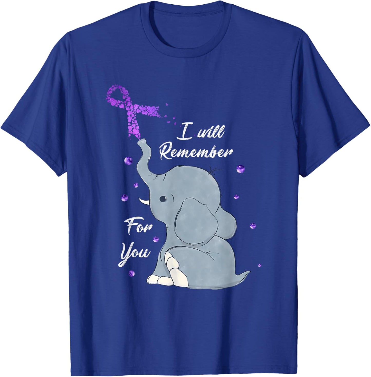 Elephant I Will Remember For You Alzheimer's Awareness T-Shirt - T-Shirt | Royal