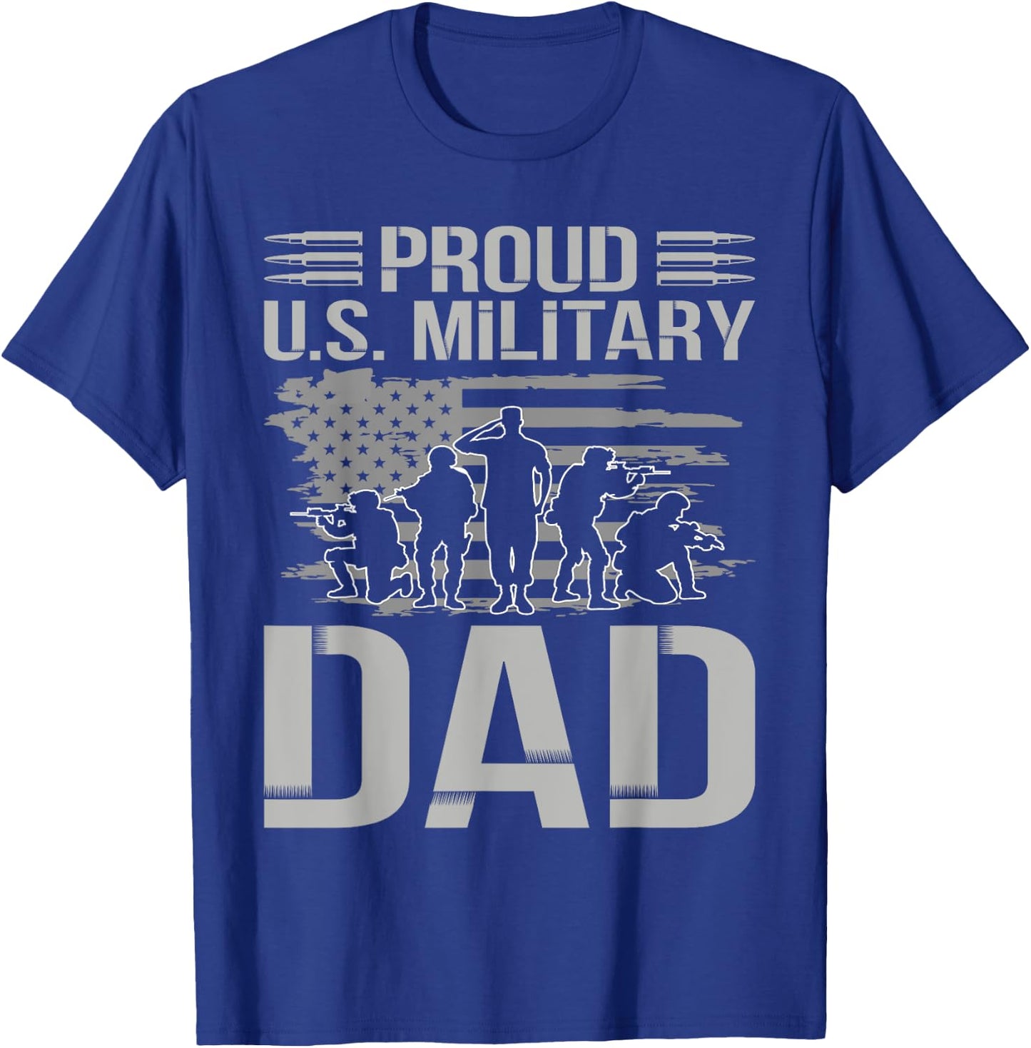 Proud U.s. Military Dad Father's Day For Dad Grandpa Veteran T-Shirt - T-Shirt | Royal