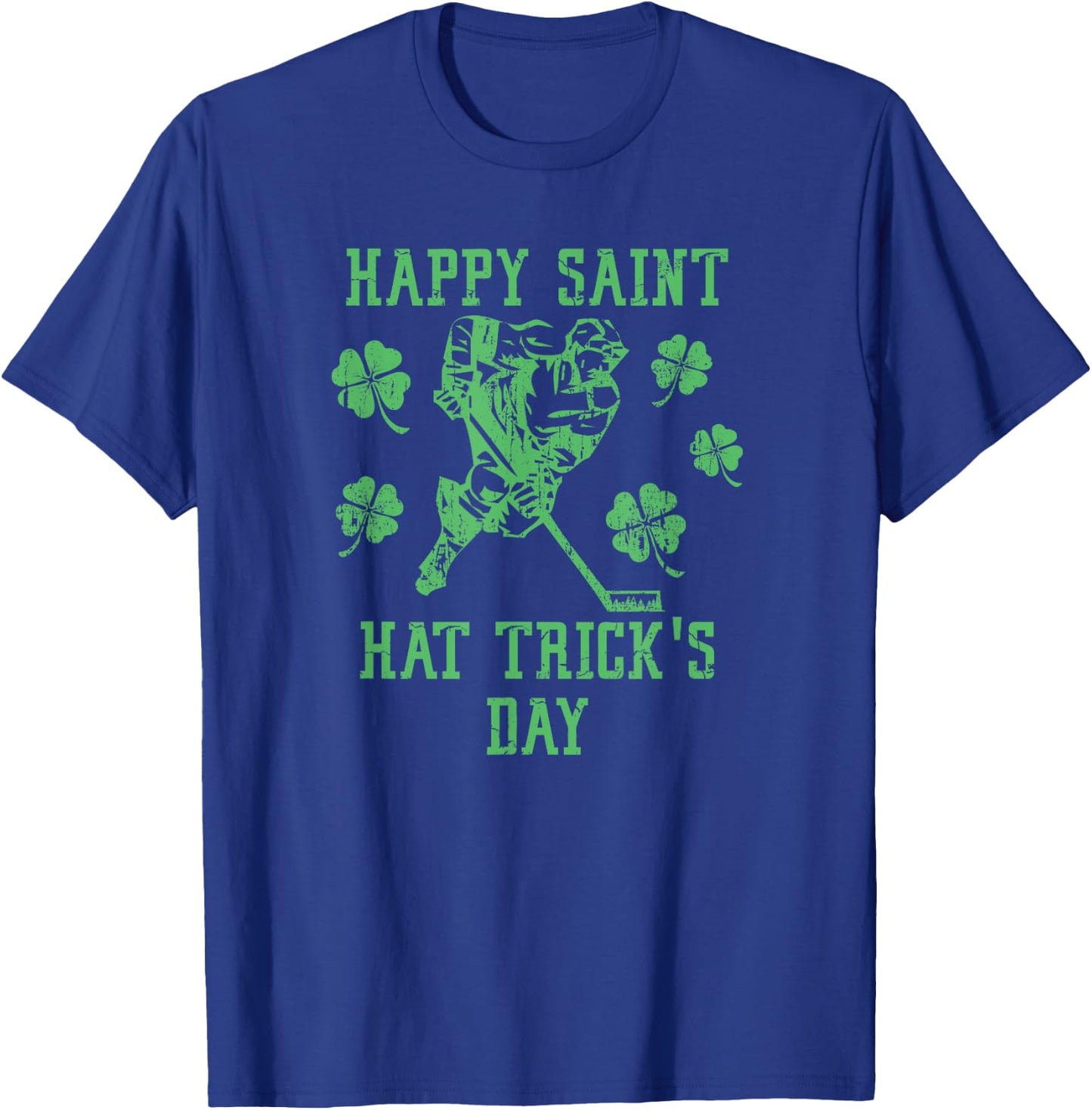 Happy Saint Hat Tricks Day Funny St Patrick's Day Ice Hockey T-Shirt - T-Shirt | Royal