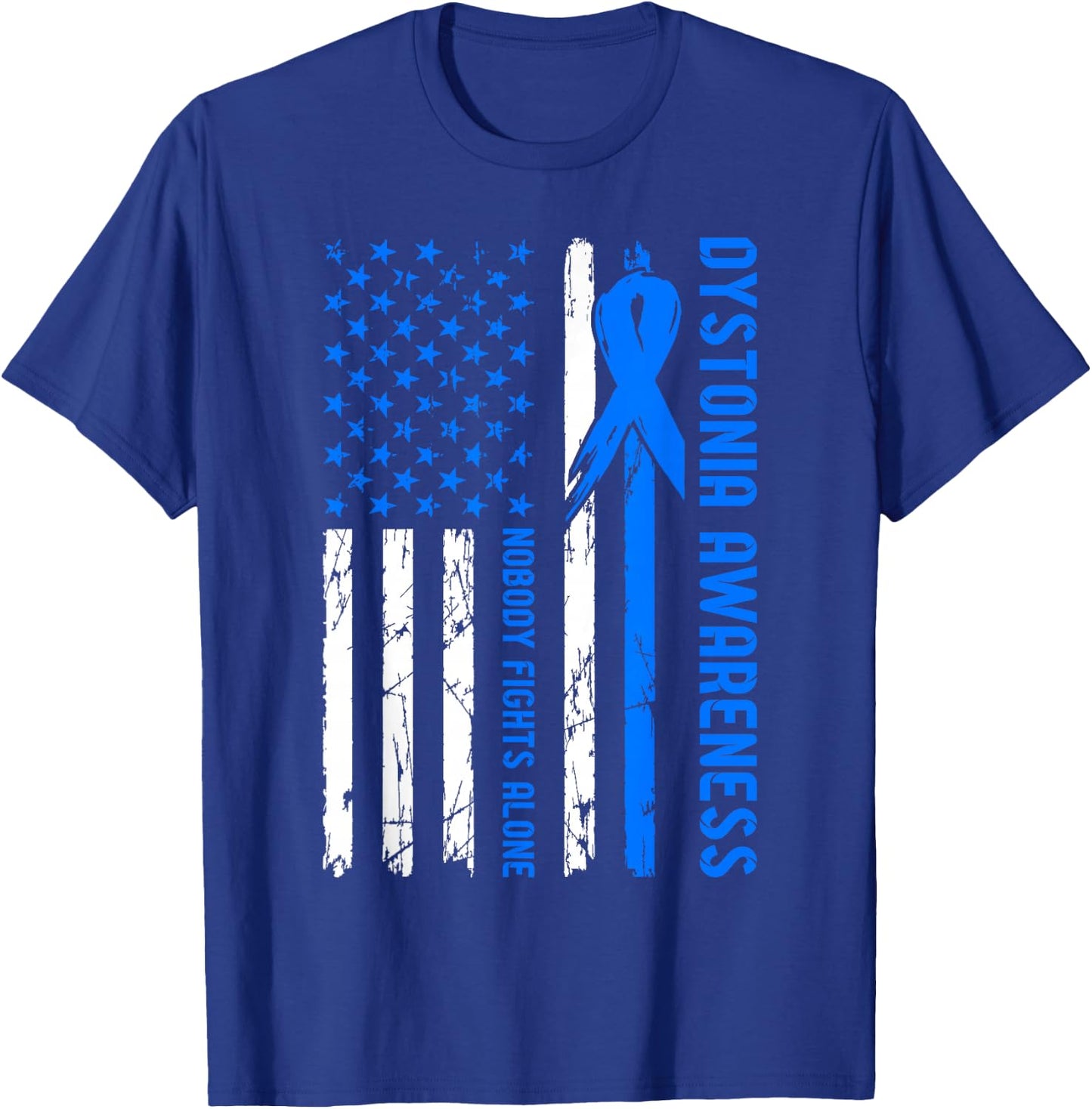 Dystonia Awareness Flag Nobody Fights Alone T-Shirt - T-Shirt | Royal
