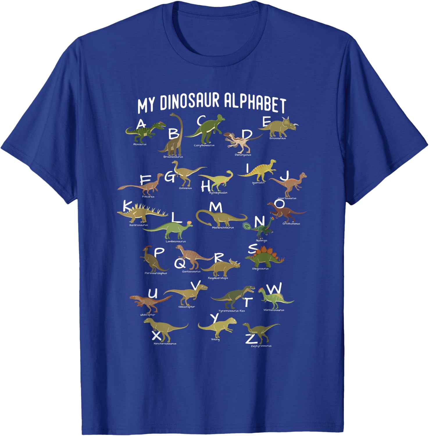 My Dinosaurs Alphabet ABC Dino Identification Educational T-Shirt - T-Shirt | Royal
