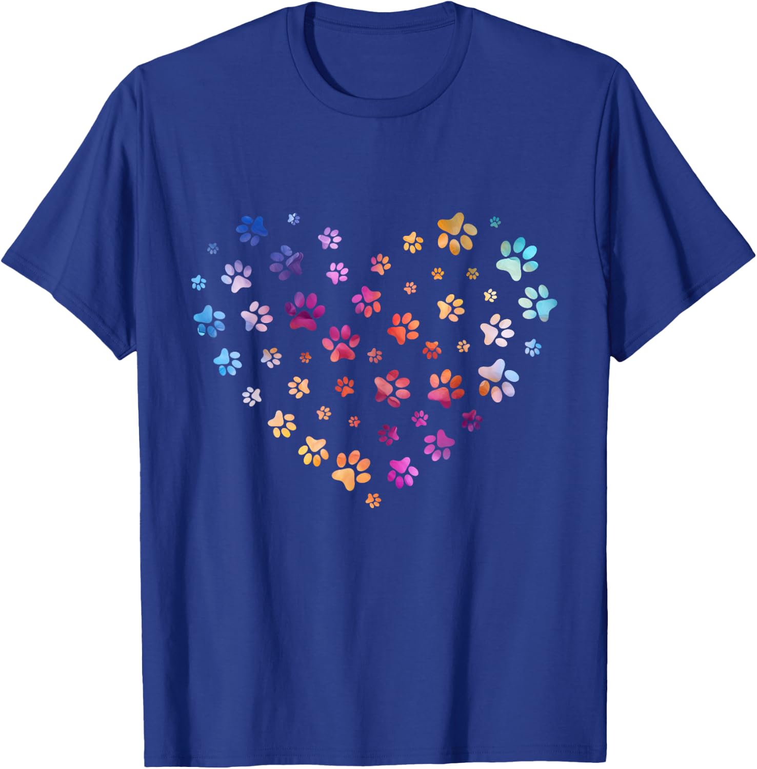 Dog Paw print heart flying paws Watercolor rainbow abstract T-Shirt - T-Shirt | Royal