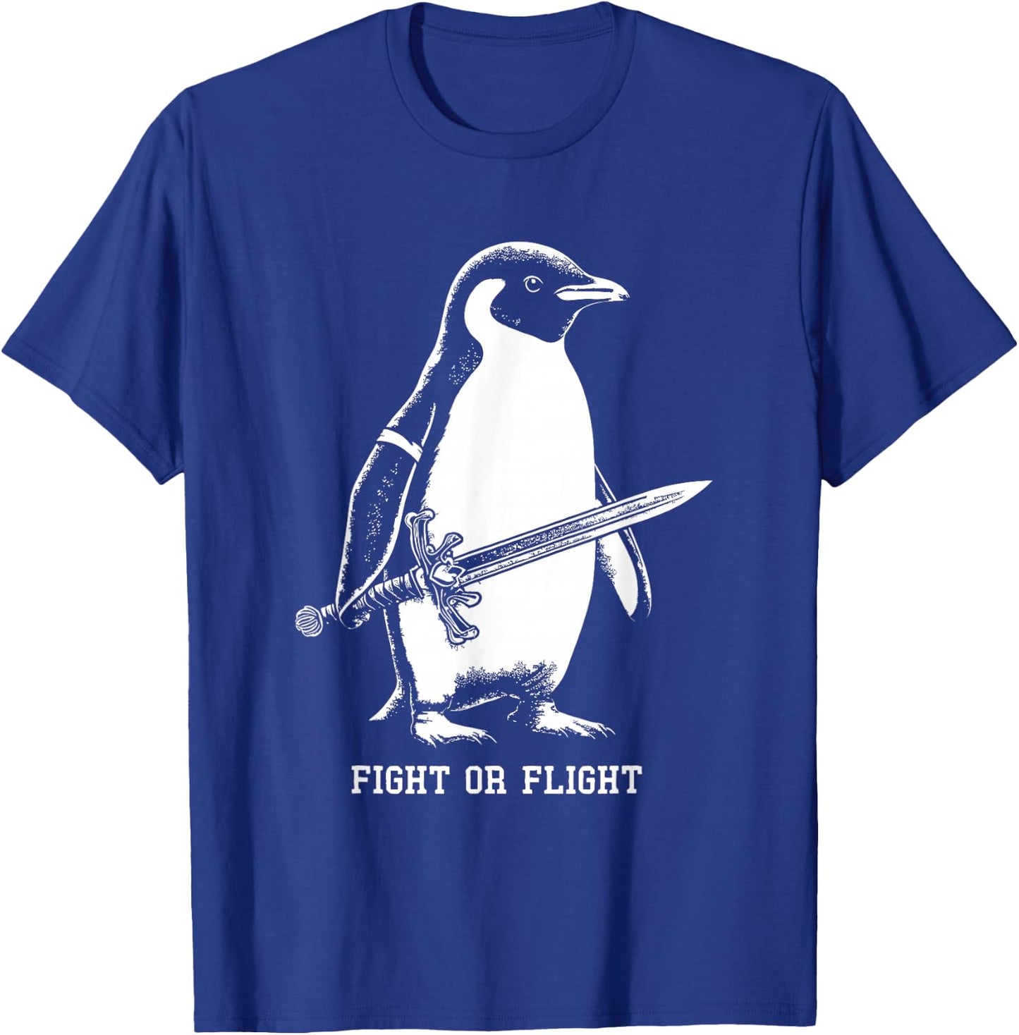 Fight or Flight Penguin - Black - Men's - Small - Short Sleeve - Penguin Print - Classic Fit - Bird Print T-Shirt - T-Shirt | Royal
