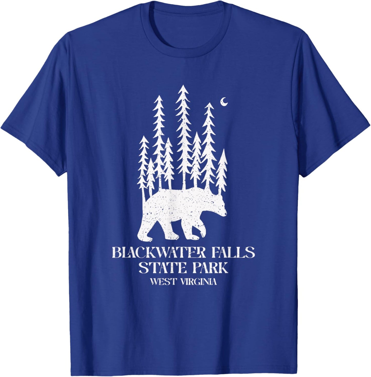 Pine Trees On A Bear Vintage Blackwater Falls West Virginia T-Shirt - T-Shirt | Royal