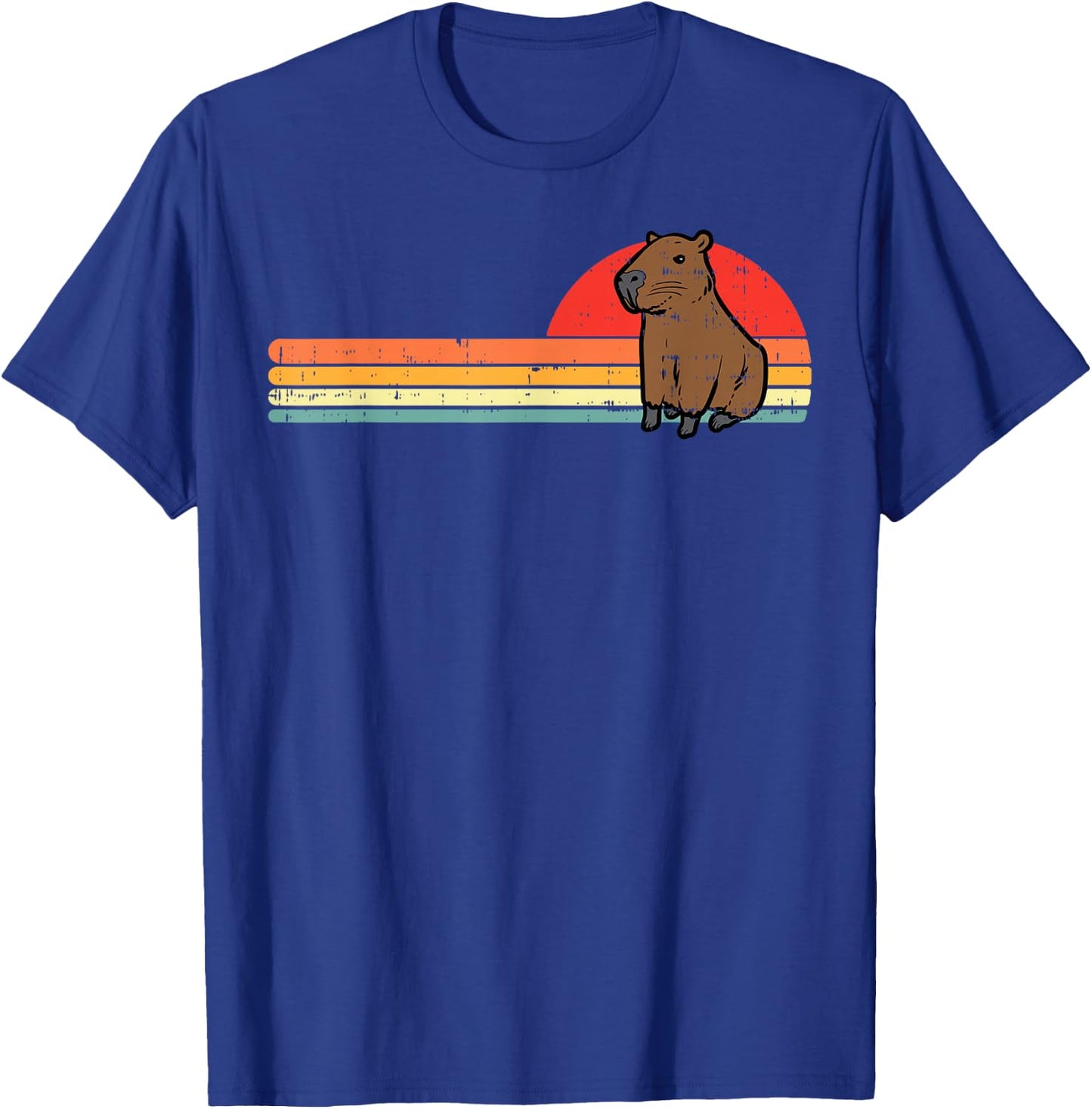 Capybara Chest Sunset Retro Capy Rodent Men Women Kids Youth T-Shirt - T-Shirt | Royal