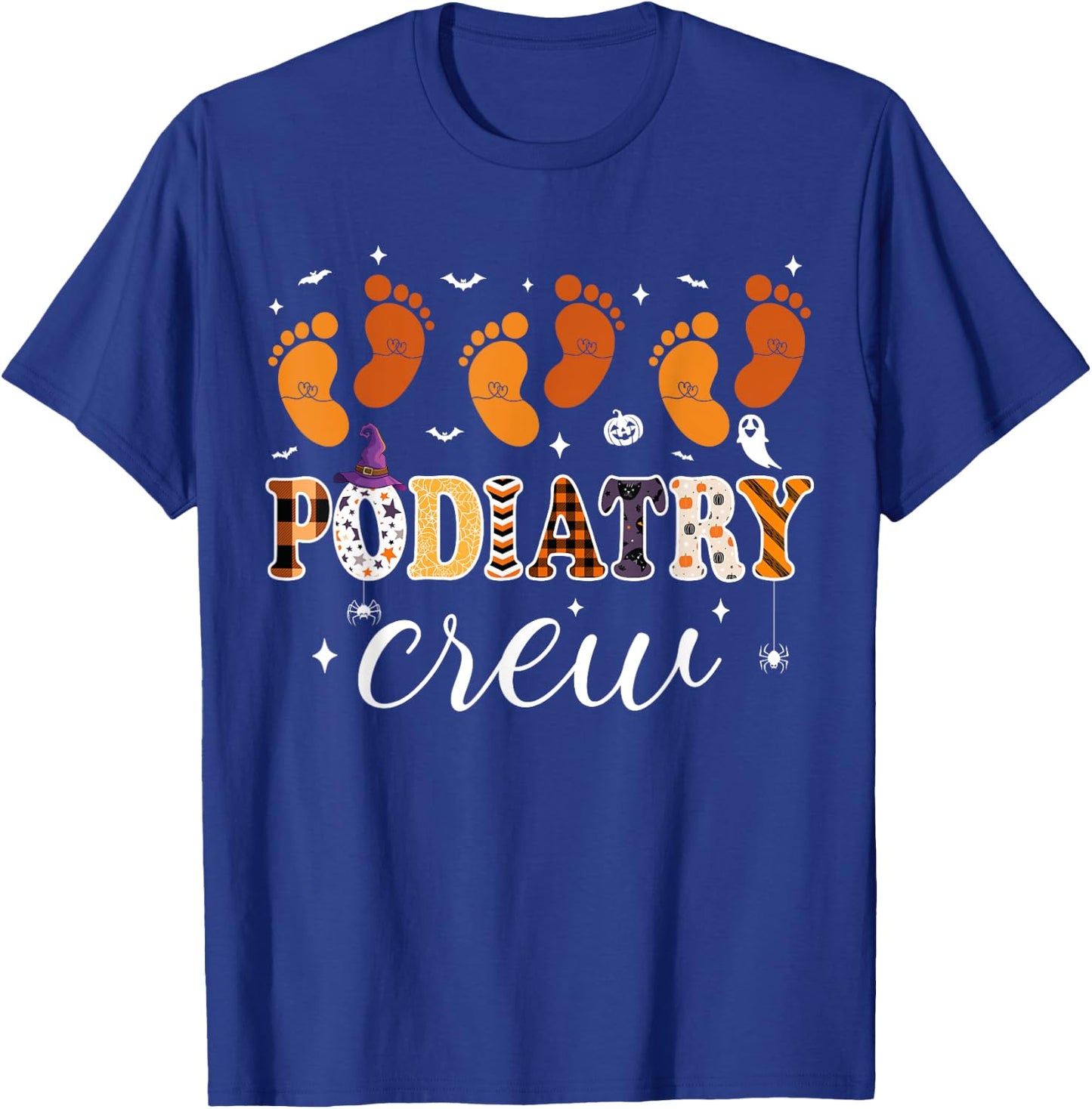 Podiatry Crew Footprint Podiatrist Pumpkin Ghost Halloween T-Shirt - T-Shirt | Royal