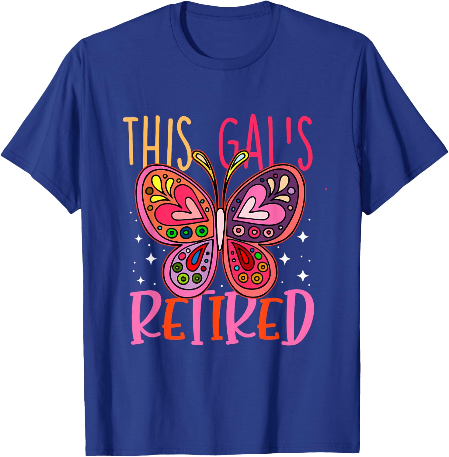 Retired 2024 Funny Retirement cute Pink Butterfly Women T-Shirt - T-Shirt | Royal