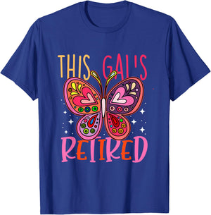 Retired 2024 Funny Retirement cute Pink Butterfly Women T-Shirt - T-Shirt | Royal