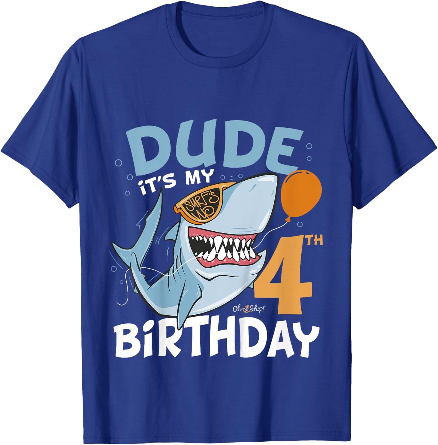 Kids Dude it's my 4th Birthday - 4th Shark Birthday Boy 4th T-Shirt - T-Shirt | Royal