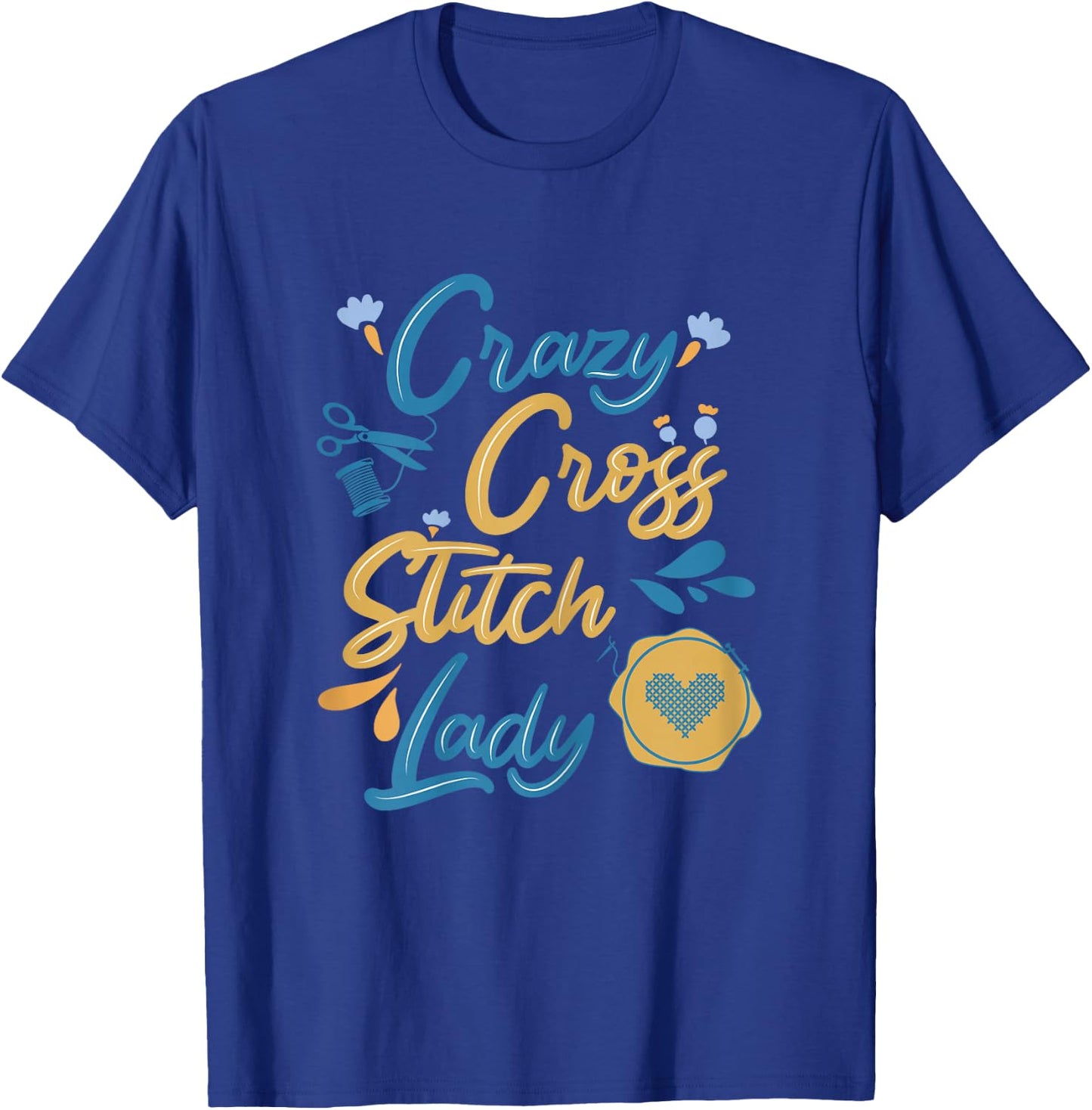 Crazy Cross Stitch Lady T-Shirt - T-Shirt | Royal