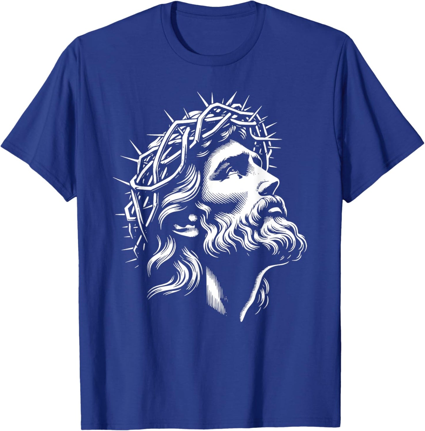 Jesus Christ Face With Crown Of Thorns God Bible T-Shirt - T-Shirt | Royal