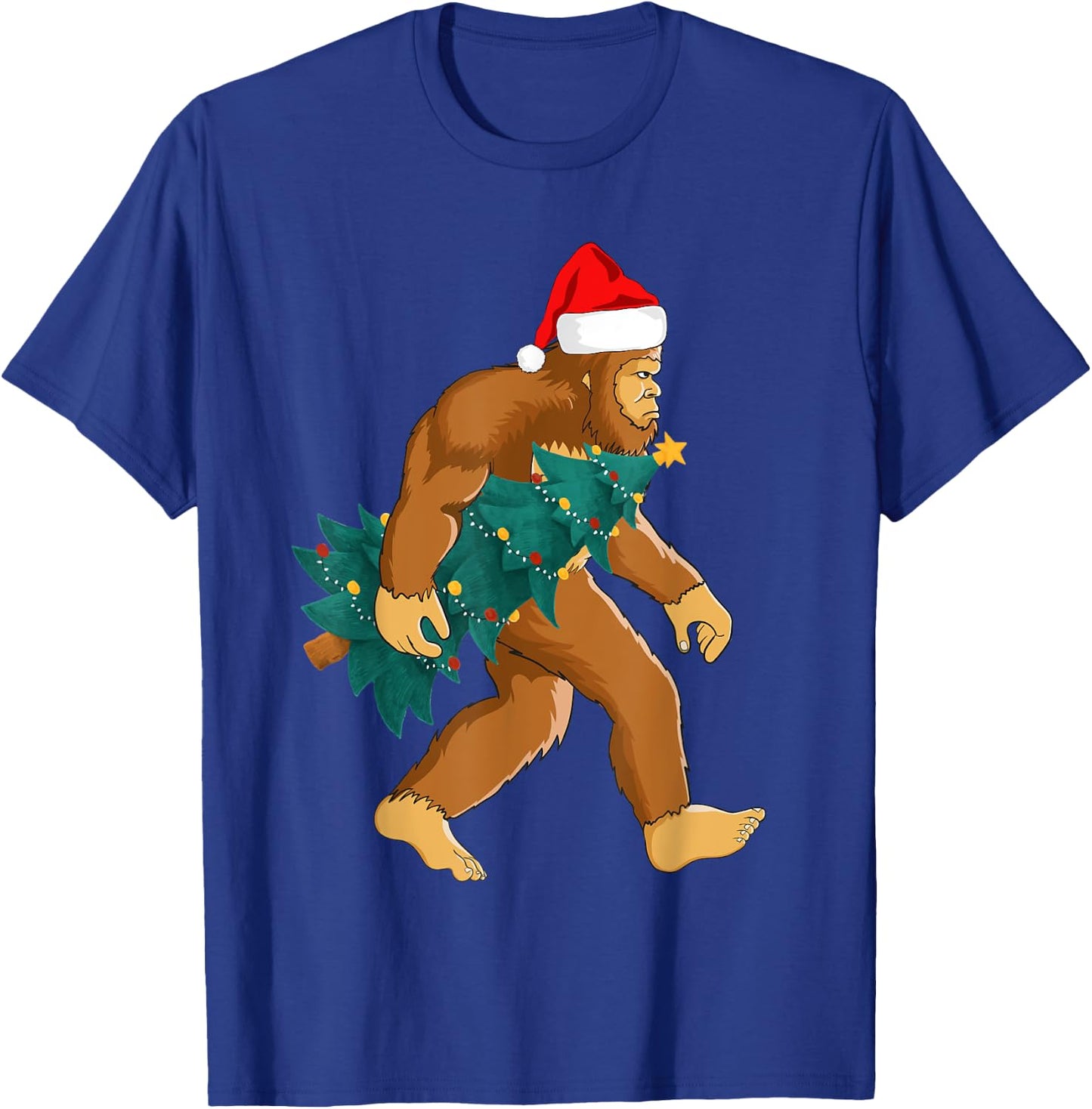 Funny Bigfoot Design, Sasquatch Hiking Trip Christmas Tree T-Shirt - T-Shirt | Royal