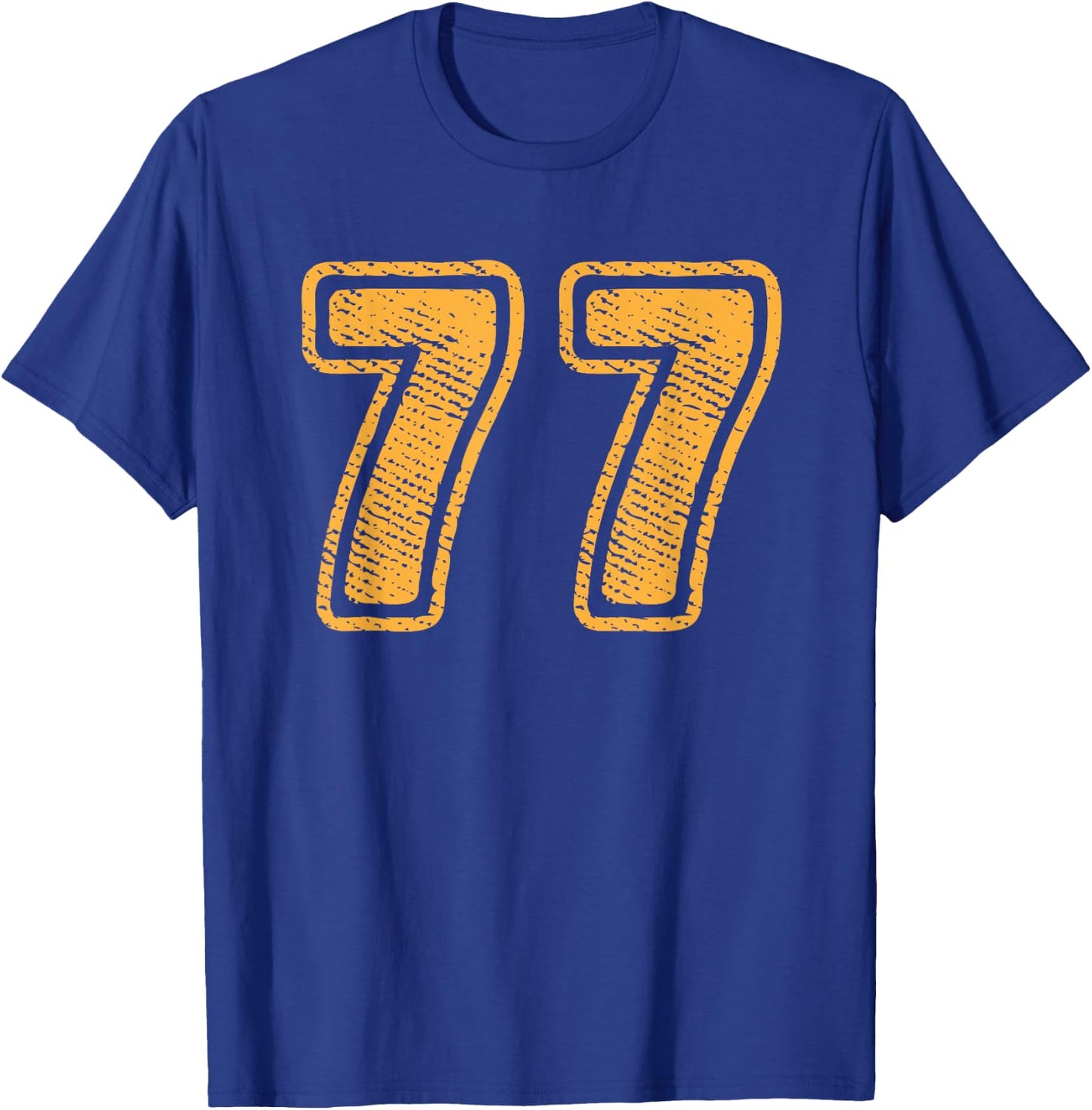Number 77 On Front Big Bold 77 Team Group Player Matching T-Shirt - T-Shirt | Royal