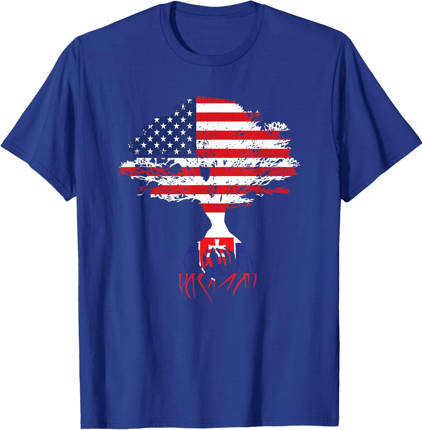Slovak Roots American Flag Slovakia Gifts T-Shirt - T-Shirt | Royal