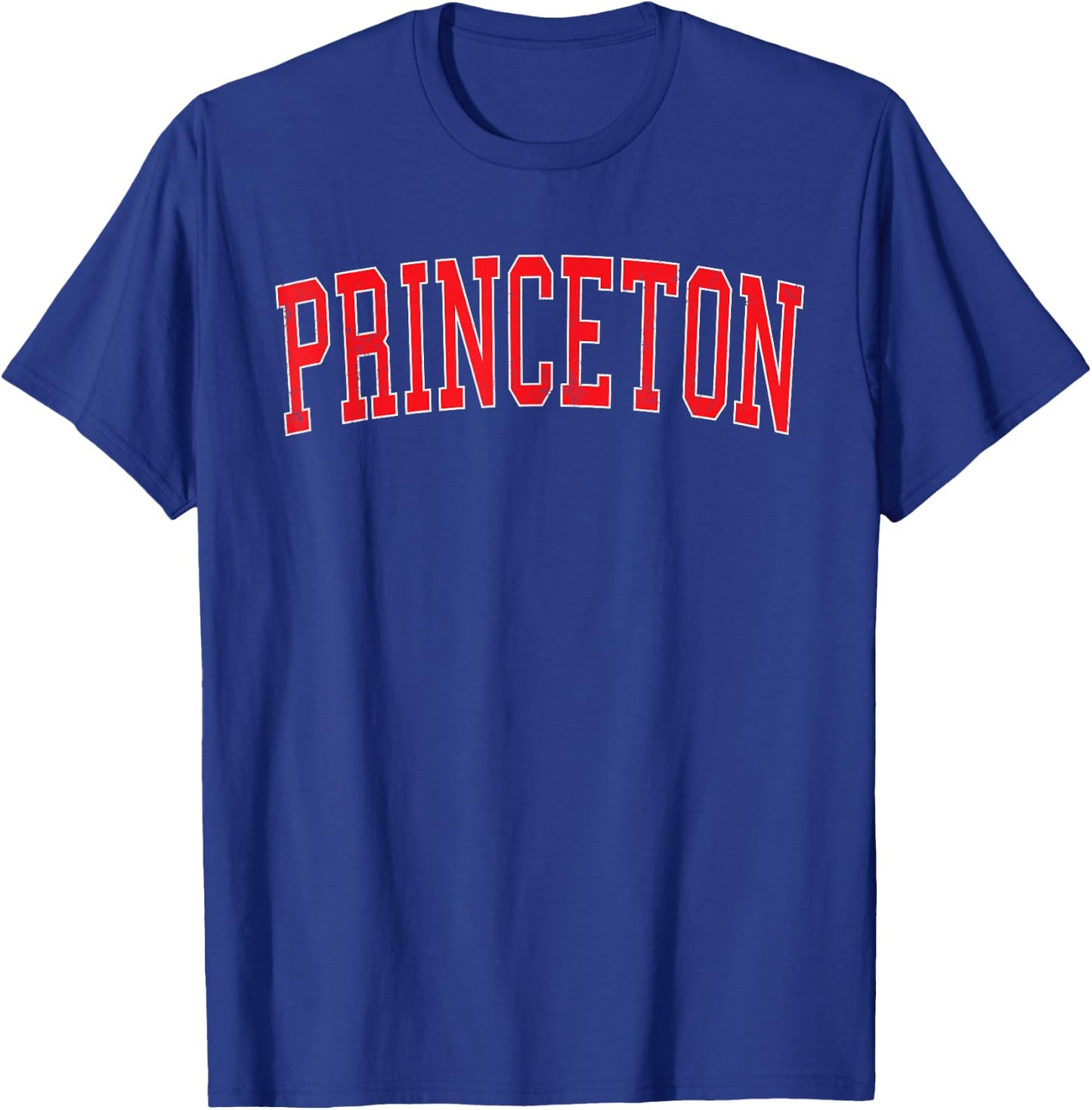 Vintage Princeton FL Distressed Red Varsity Style T-Shirt - T-Shirt | Royal