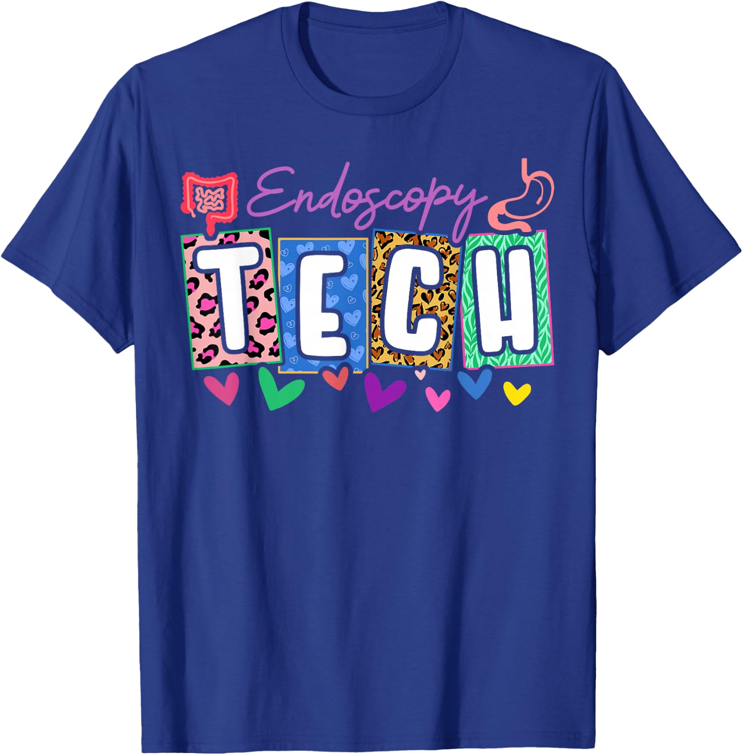 Endoscopy Tech Heart Leopard T-Shirt - T-Shirt | Royal