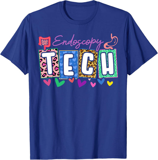 Endoscopy Tech Heart Leopard T-Shirt - T-Shirt | Royal