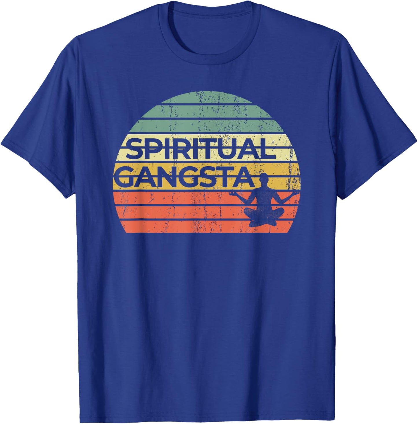 Vintage Retro Sunset Funny Yoga | Spiritual Gangsta T-Shirt - T-Shirt | Royal