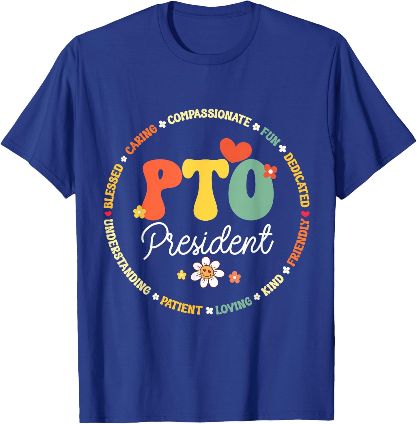 PTO President Back to School Matching Group Parent Teacher T-Shirt - T-Shirt | Royal