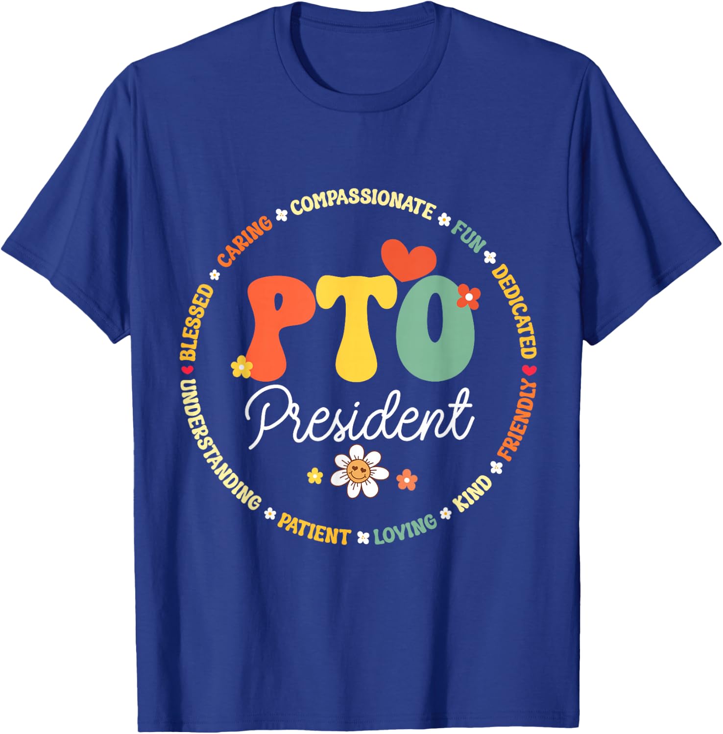 PTO President Back to School Matching Group Parent Teacher T-Shirt - T-Shirt | Royal