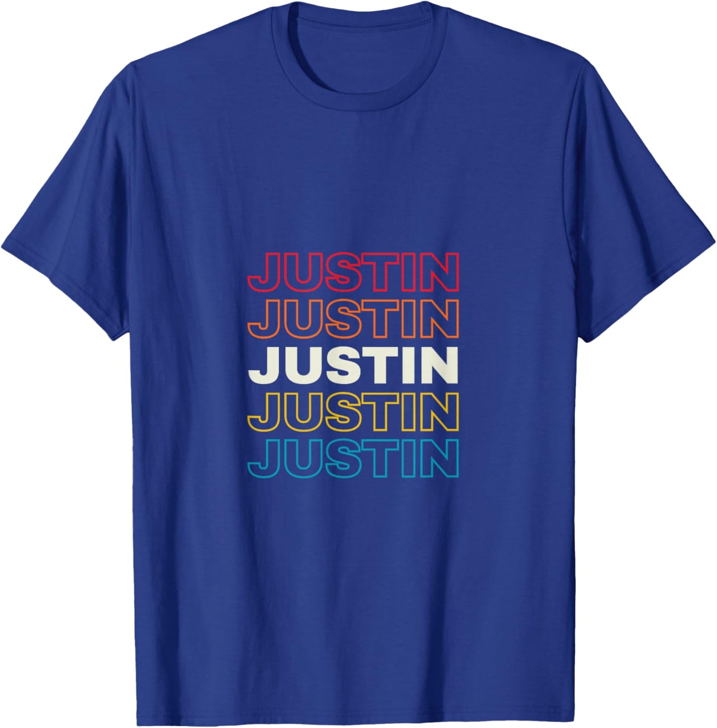I Love Justin Personalized Retro Sunset First Name T-Shirt - T-Shirt | Royal
