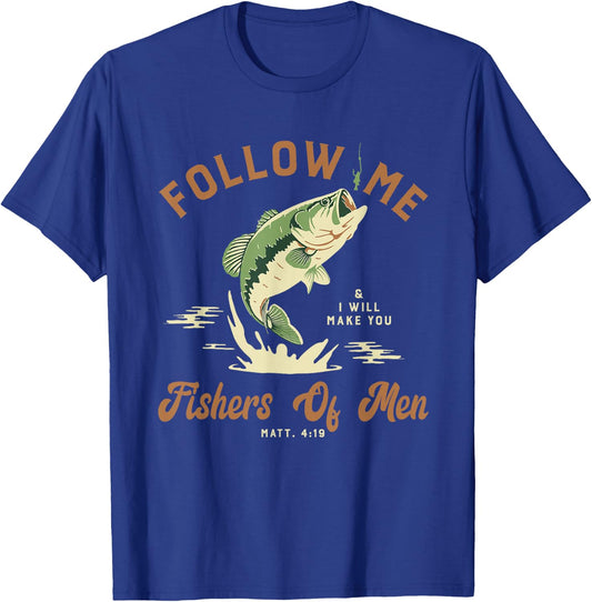 Fishers Of Men Retro Vintage Christian Bible Gift T-Shirt - T-Shirt | Royal