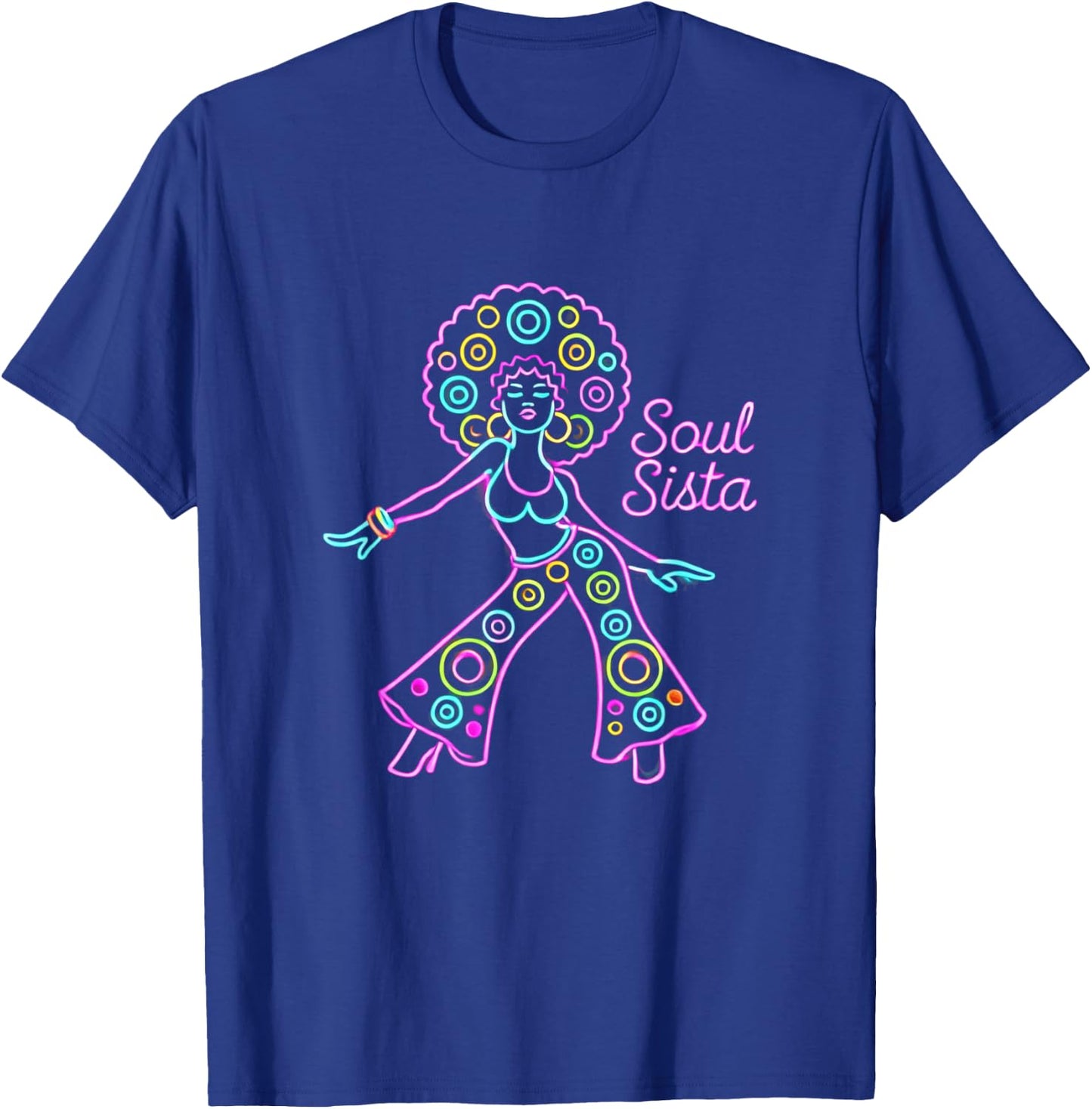 Soul Sista 70s Soul Music Retro Disco Black Funk Afro Girl T-Shirt - T-Shirt | Royal